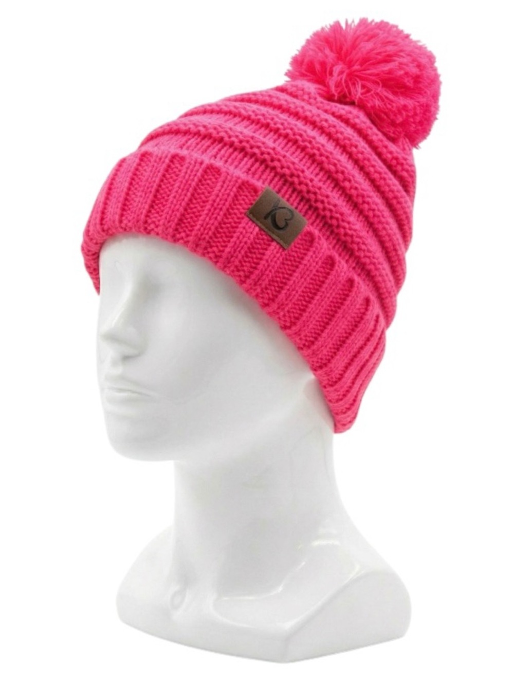 K & B Snowball Fight Pom Pom Beanie, Pink (NWT) (Size: OSFM)